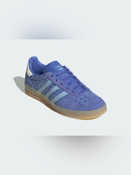 adidas Shoes - adidas Purple Suede Gazelle Sneakers with Light Blue Stripes